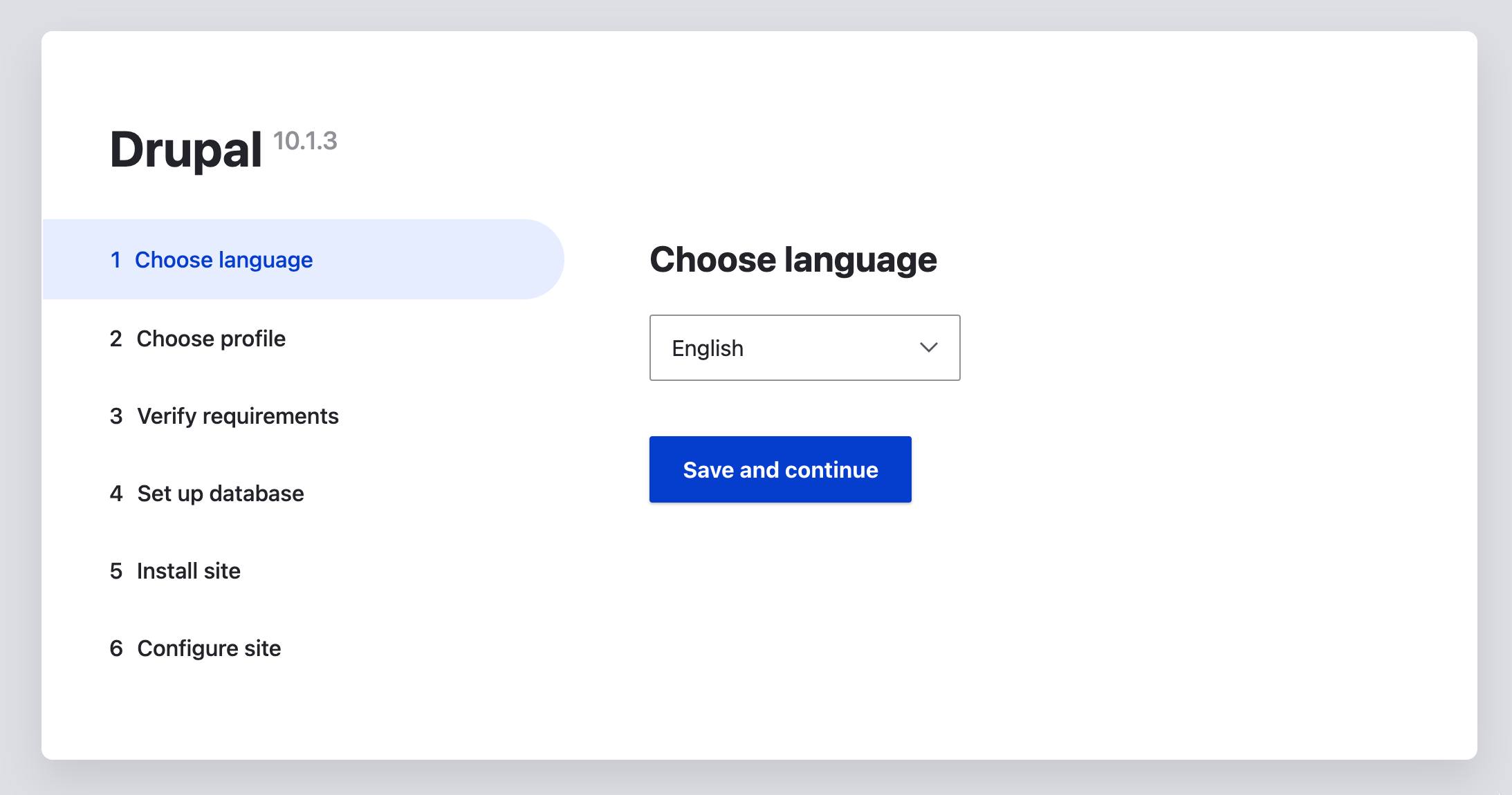 Screenshot of the Drupal installation screen Screenshot of the Drupal installation screen