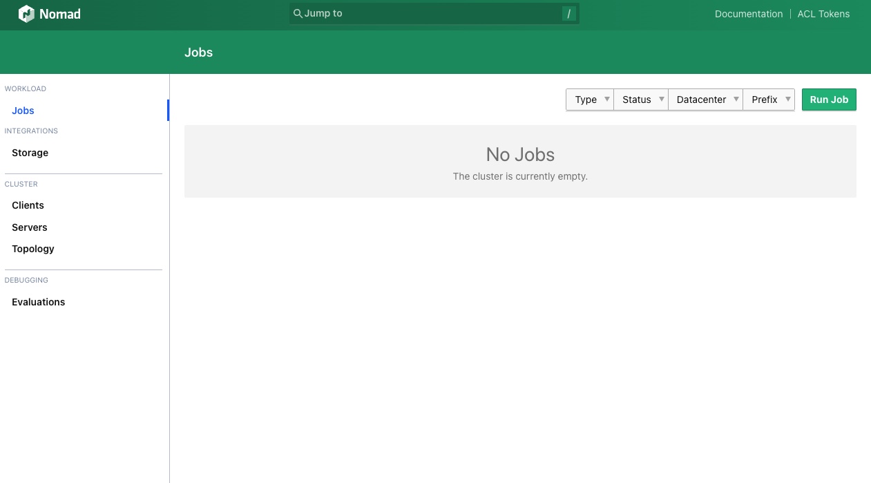 Screenshot of the Nomad Web UI Screenshot of the Nomad Web UI